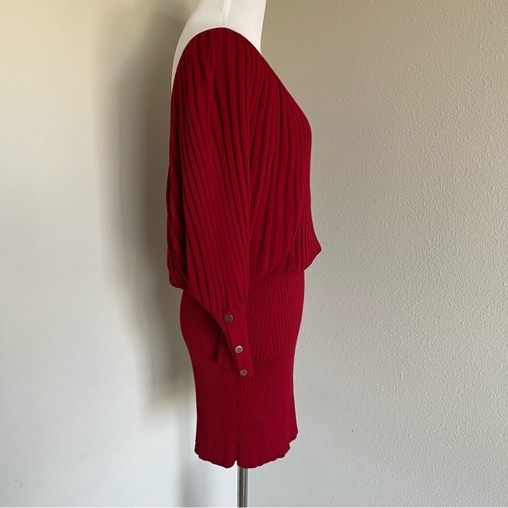 Cache Red Knit Ribbed Dress - Picture 4 of 9